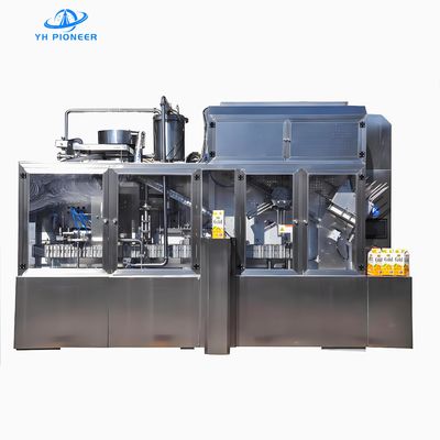 Máy chiết rót hộp mái bằng thép không gỉ 304 316 cho bao bì nước ép vệ sinh, thiết kế tối ưu không gian với chiều dài 3300mm